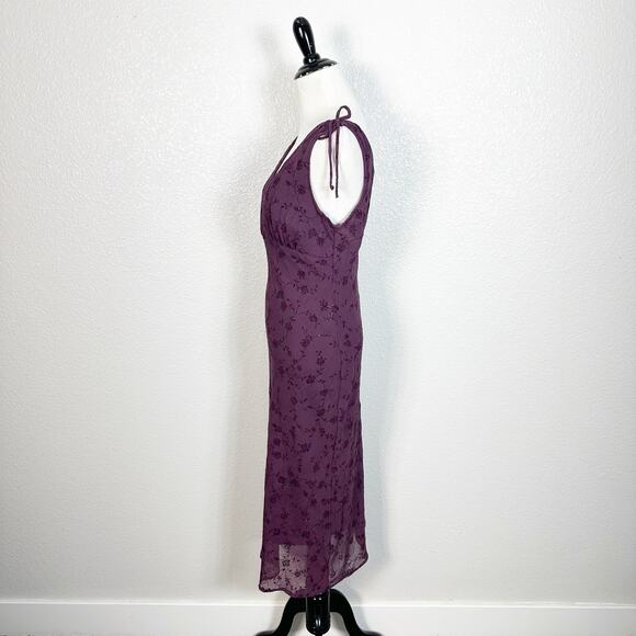 Vintage Y2K Ruby Rox HOCO Fairycore Velvet Floral Bias Cut Midi Dress Large - Picture 5 of 14